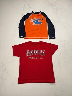 Gymboree Gildan Graphic Tee Shirt Orange Navy 2000s Bold Lot of 2 - Boy S